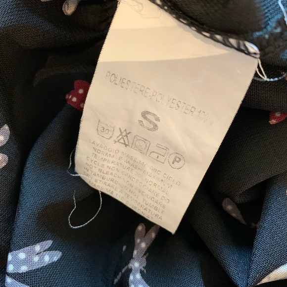 Black vintage blouse with fireflies pattern - Picture 6 of 7